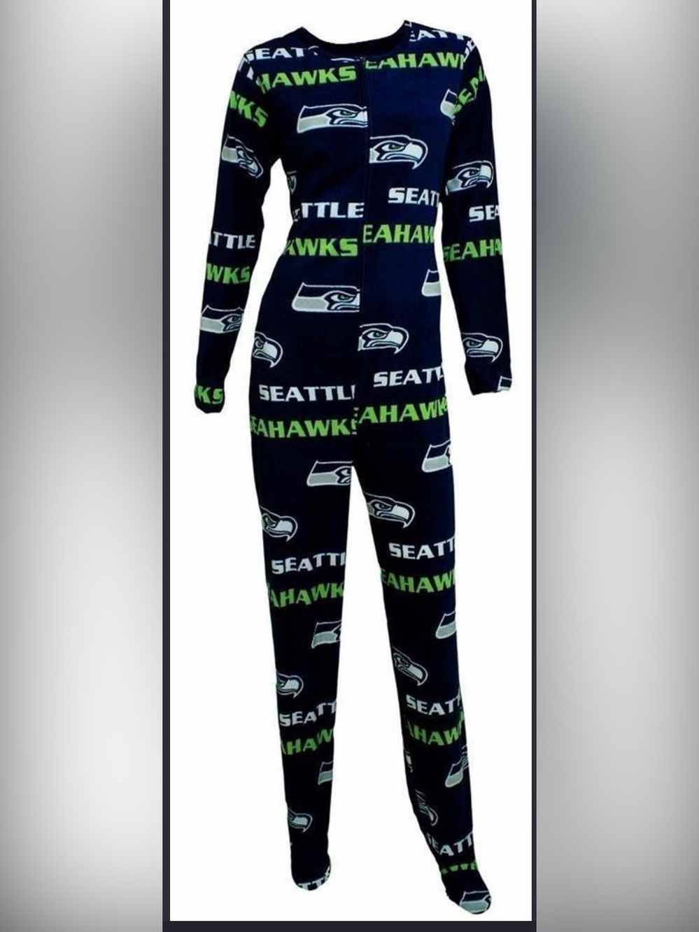 NFL Seattle Seahawks Navy and Lime One-Piece Footie